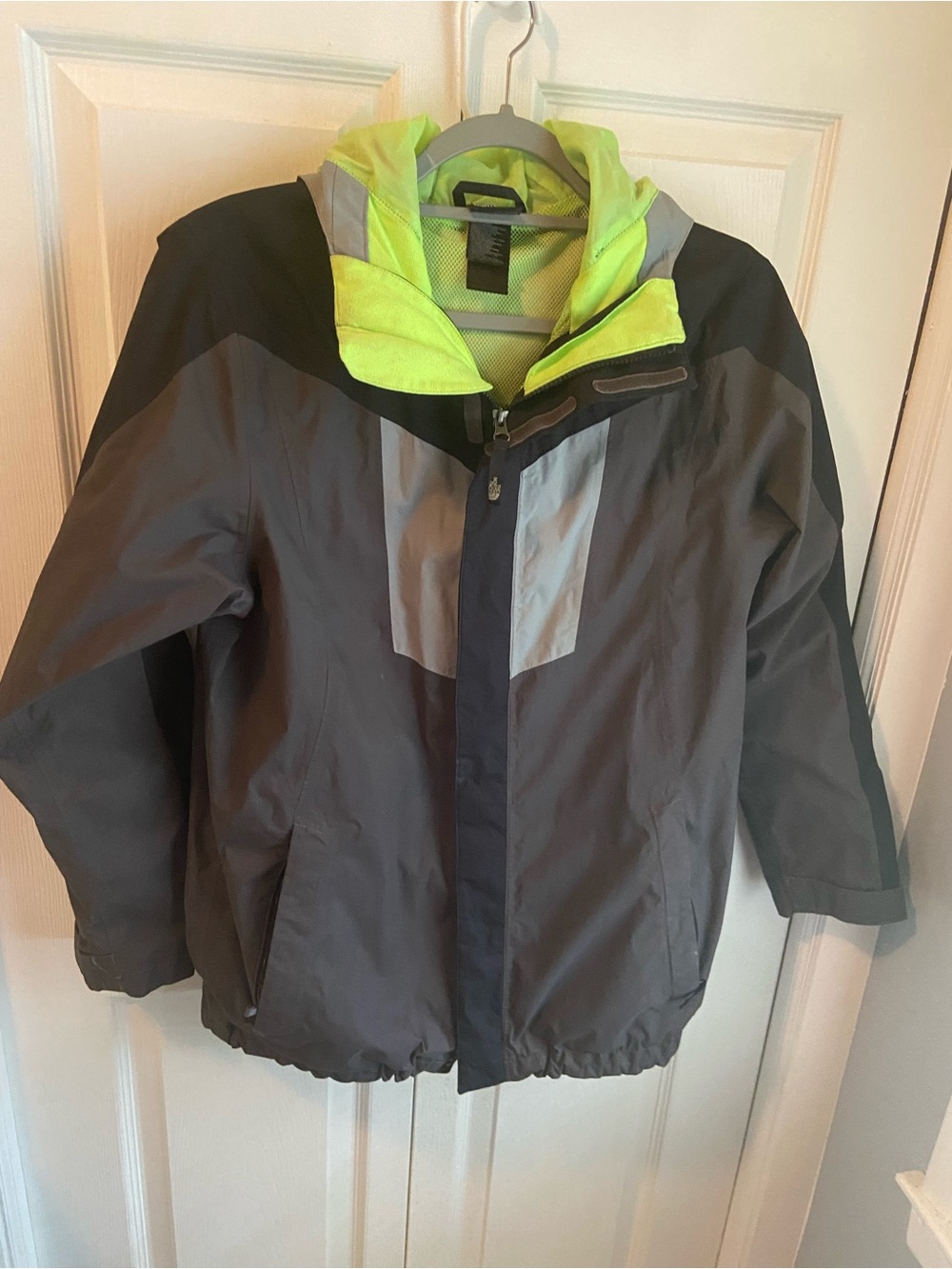The North Face Kids Grey Jacket with Neon Yellow Removable Fleece inner jacket